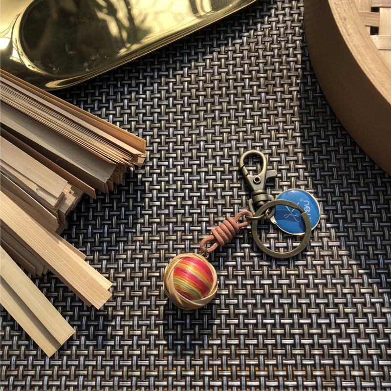 竹編彩虹鑰匙圈/甜心蜜糖粉 - 鑰匙圈/鑰匙包 - 竹 多色