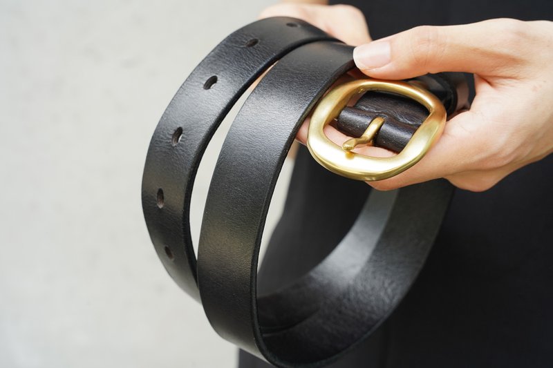 真皮皮帶 免費客製化燙金 義大利植鞣革 禮物 女生皮帶 - 皮帶/腰帶 - 真皮 黑色