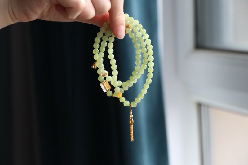 Natural Hotan Jade/Hotian Jade - Yellow Mouth Jade White Crystal Five Scriptures Silver Copper Coin Tassel Design Multi-circle Bracelet - Bracelets - Jade White