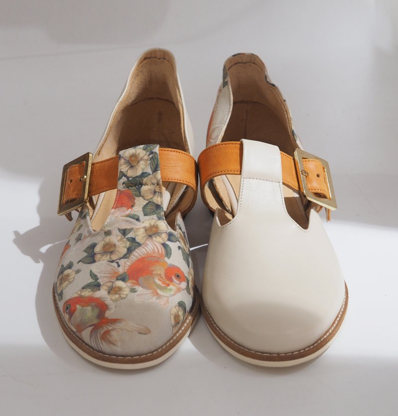 展示品出清 - 愛花瑪莉珍 Eu40# - 瑪莉珍鞋 - 真皮 橘色