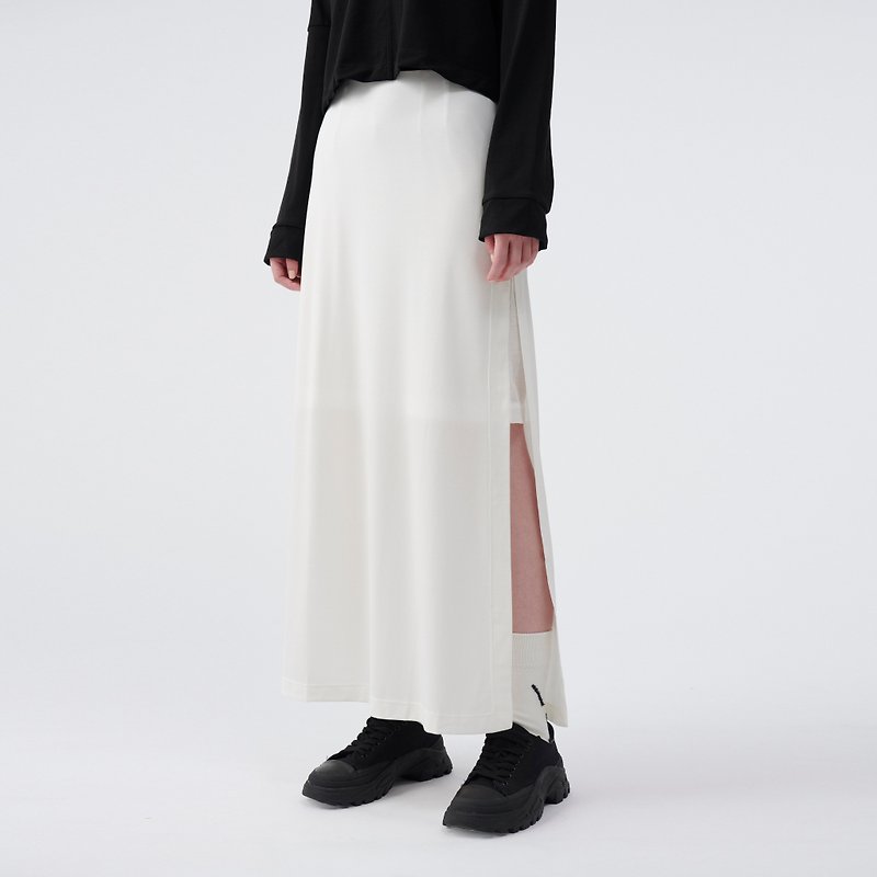 針織雙層長裙 - 裙子/長裙 - 其他人造纖維 白色