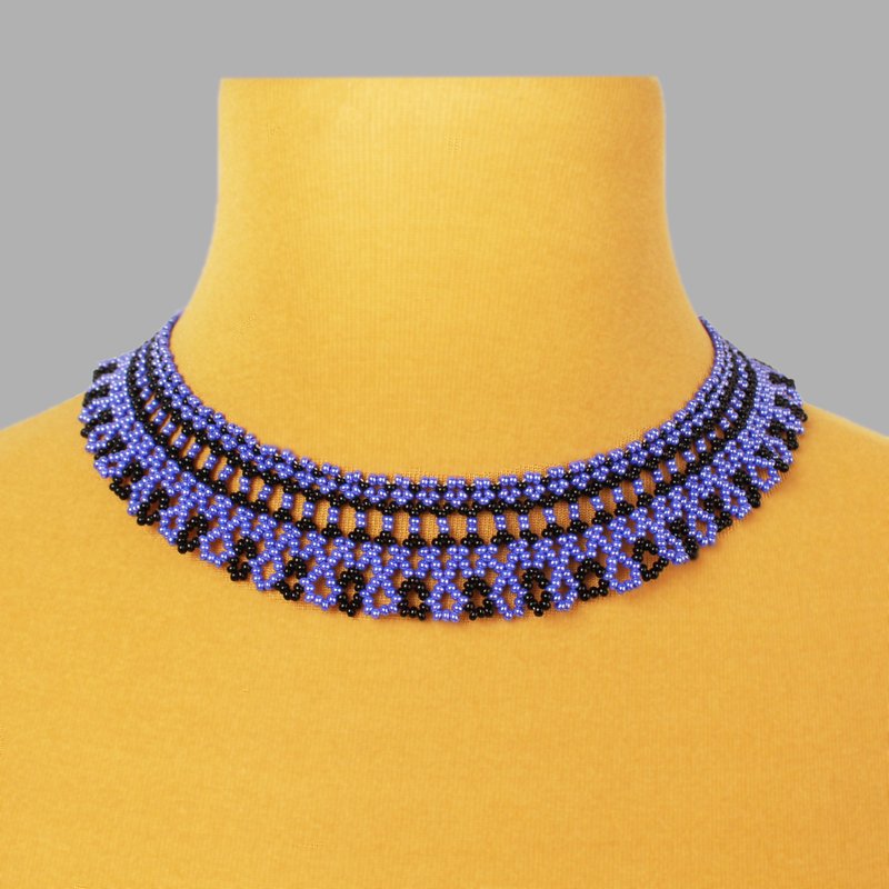 Blue and black necklace elegant bead jewelry - 項鍊 - 玻璃 藍色