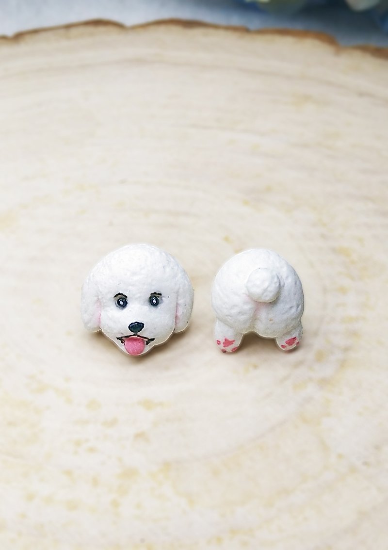 Red Poodle Earrings - Cute Pug Earrings - Earrings & Clip-ons - Clay Multicolor