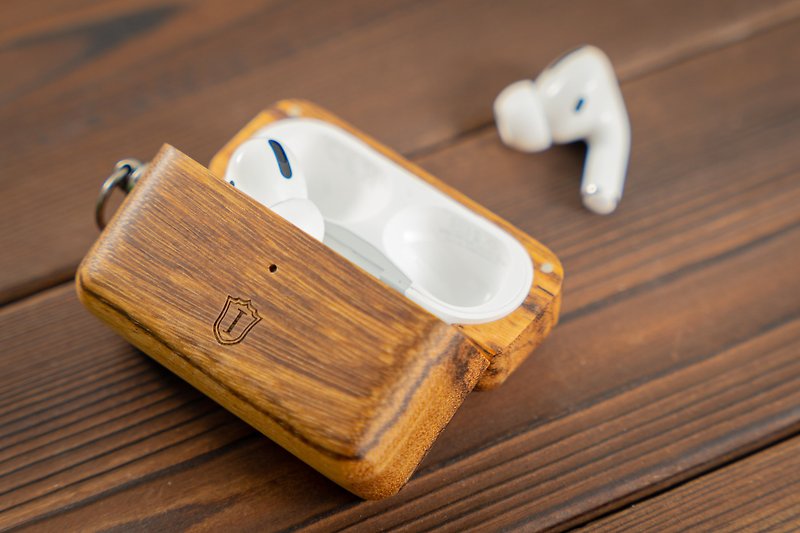 Islandoffer Wooden zebra wood earphone care Airpods pro case(1psc) - Headphones & Earbuds Storage - Wood Gold