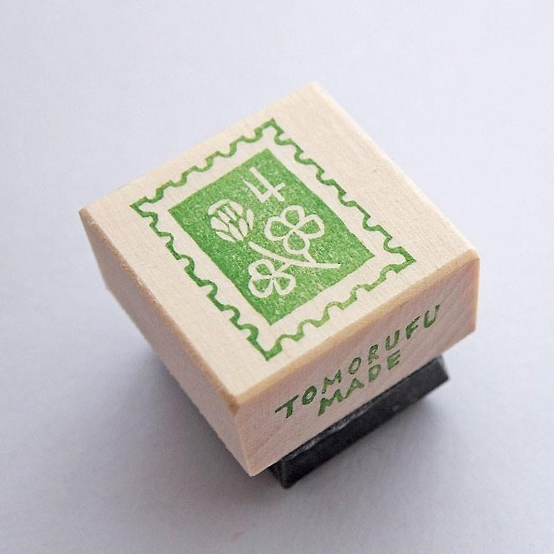 消しゴムはんこ　切手　No.4　クローバー - 印章/印台 - 木頭 綠色