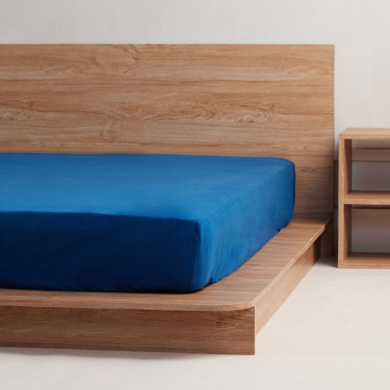 純棉素面床包-極光藍 - 寢具/床單/被鋪 - 棉．麻 藍色