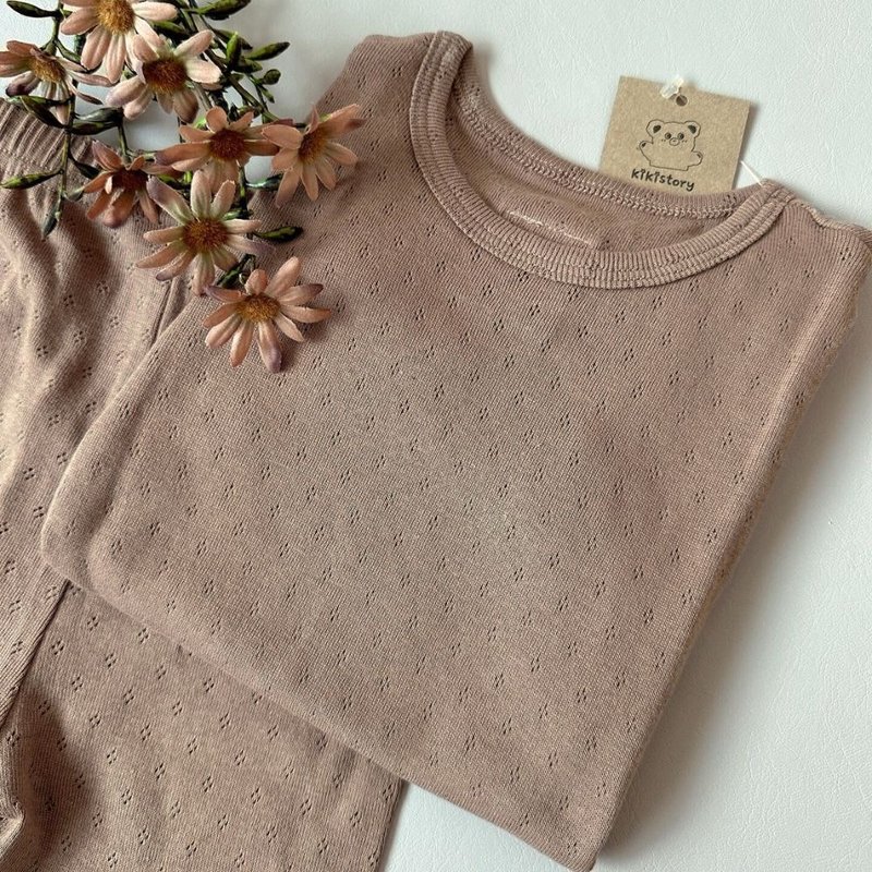 [New Product Discount] Coffee pure cotton Shurou-extremely soft Yunrouyi short-sleeved Korean children's clothing-K56205 - เสื้อยืด - ผ้าฝ้าย/ผ้าลินิน สีนำ้ตาล