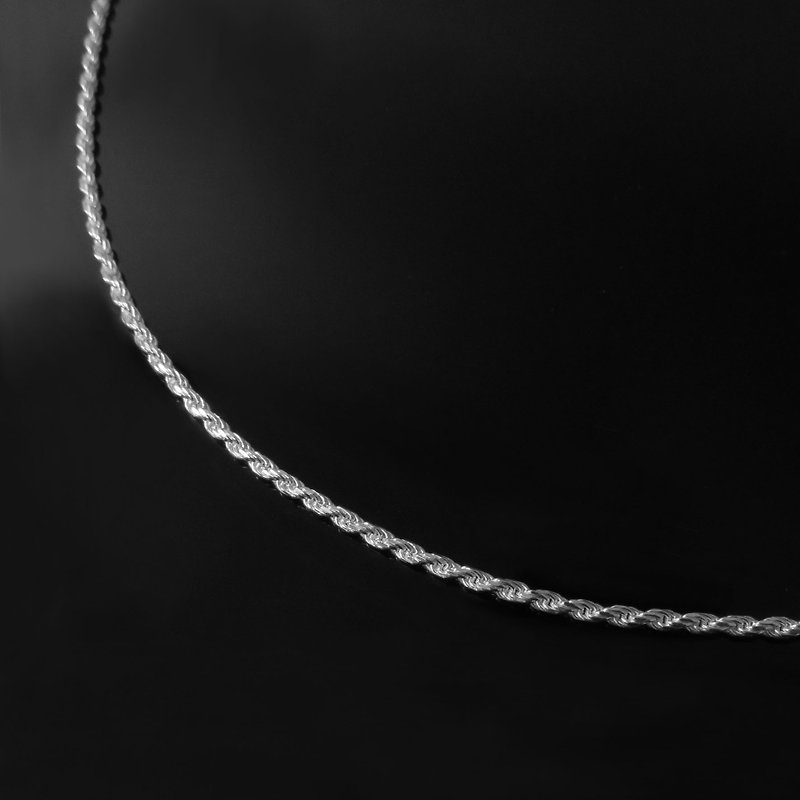 Thick Silver twist chain (single chain) thick 2mm / 925 Silver - Necklaces - Other Metals Silver
