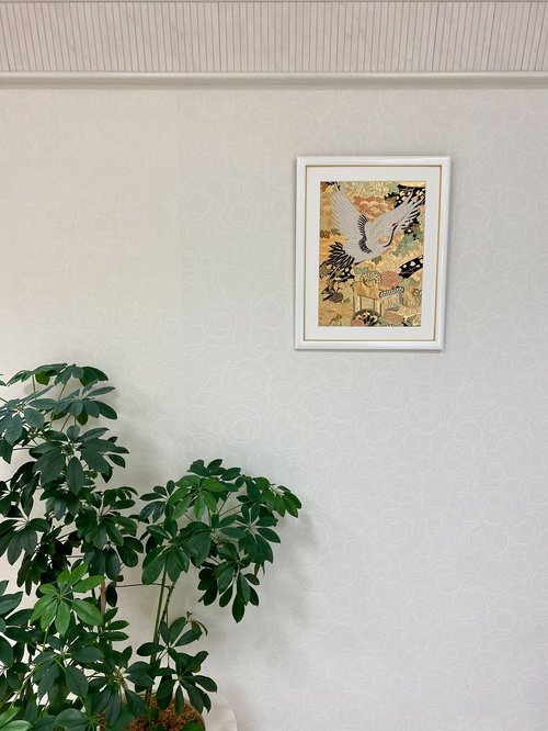 インテリア　額縁　鶴　縁起物　アンティーク　着物 インテリア 額縁 鶴 縁起物 アンティーク 着物