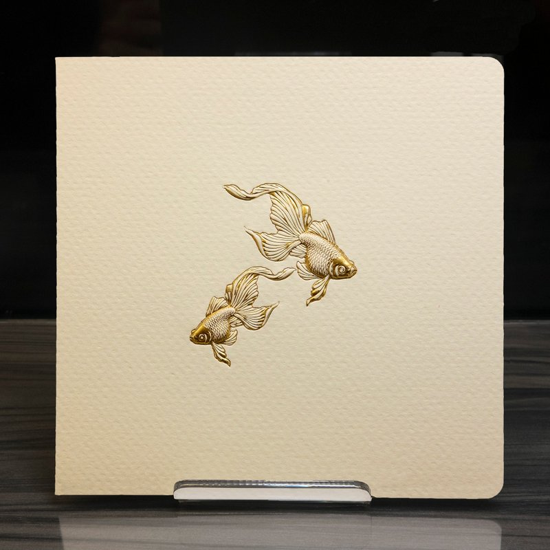 雙魚浮雕燙金萬用卡 - 卡片/明信片 - 紙 白色