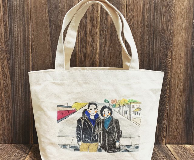 こゆびたべる　直筆サイン入り　キャンバスアート　トートバッグ カスタマイズされた手描きのキャンバストートバッグNo.Mのような