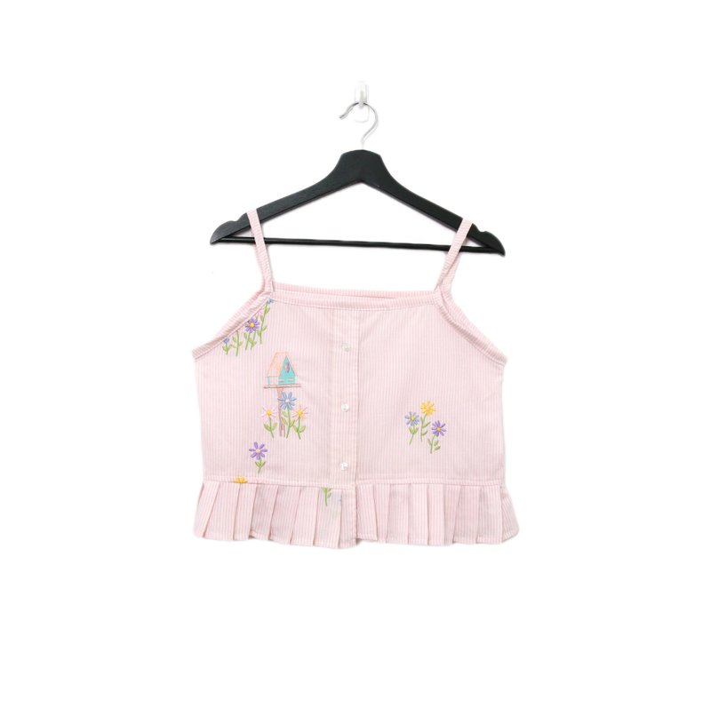 Back to Green-再製刺繡背心 彩色 小雛菊 sv-24/vintage vest - 背心/無袖上衣 - 棉．麻 
