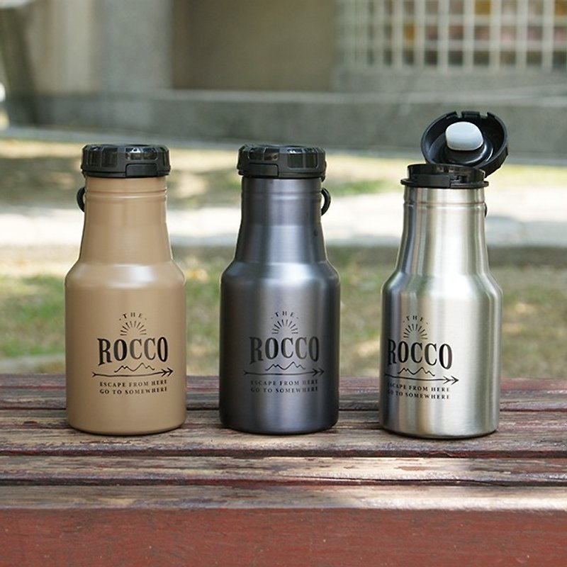 【DESTINO STYLE】日本ROCCO OneTouch彈蓋保溫/保冷水瓶350ml - 水壺/水瓶 - 不鏽鋼 