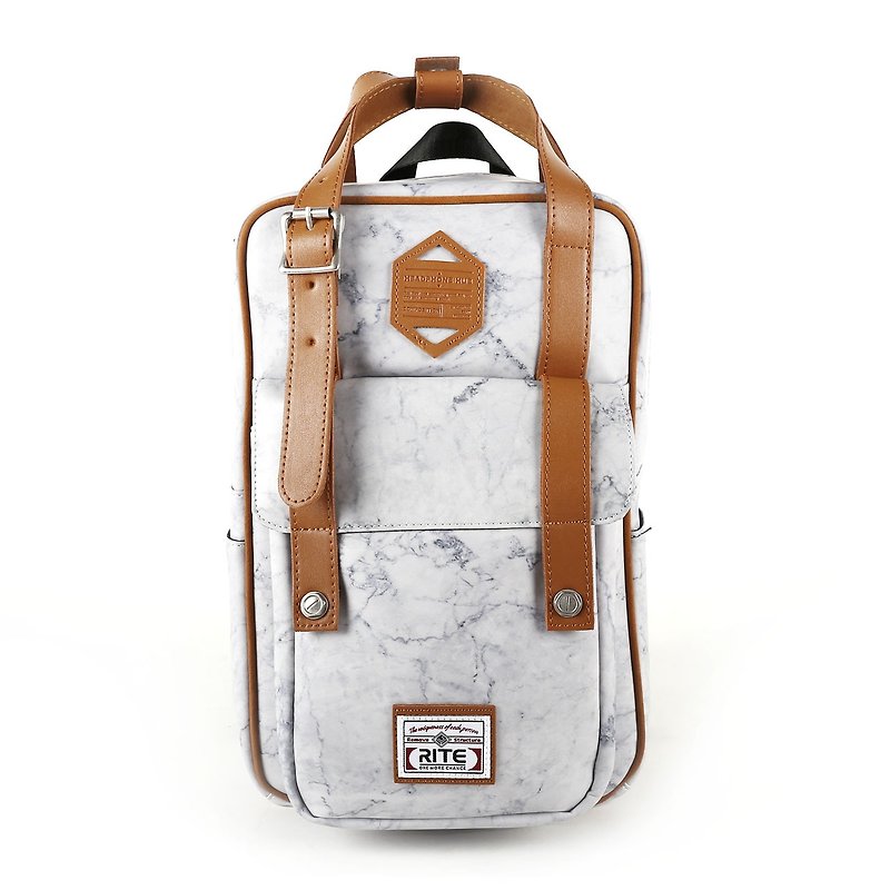 2017 Twin Series - Cosmic Walking Bag (M) - Marble Ash - Backpacks - Genuine Leather White