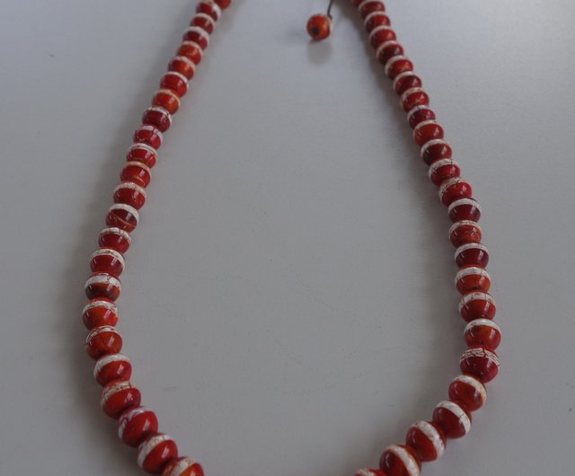 オールドDziビーズアンティーク カーネリアン管玉(50個) マーラーネックレス オールドDziビーズアンティーク カーネリアン管玉(50個