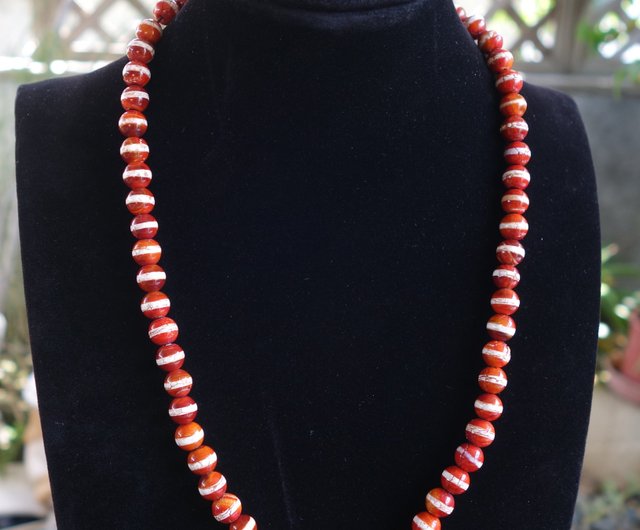 レッドライン薬剤師ビーズネックレス 8 ミリメートル Dzi ビーズ薬剤師