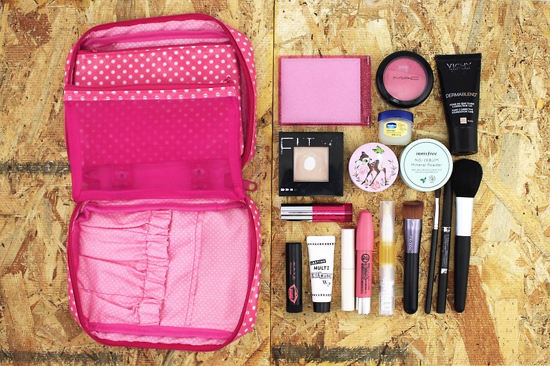 Mizutama beauty Travel cosmetics pouch with detachable pockets - Pink