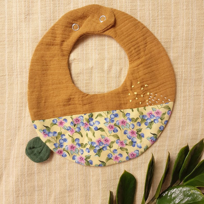 DUNIA /for kids/ Little floral embroidered bib / saliva towel - yellow floral - Bibs - Cotton & Hemp Yellow
