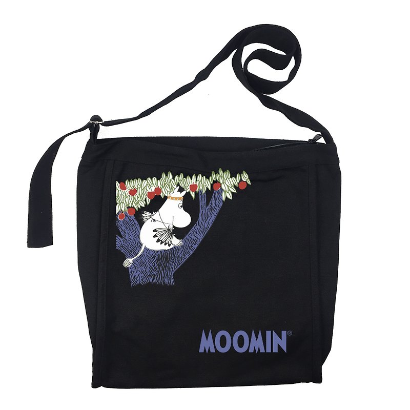 Moomin 噜噜米 authorization - generous package (black), AE01 - กระเป๋าแมสเซนเจอร์ - ผ้าฝ้าย/ผ้าลินิน สีน้ำเงิน