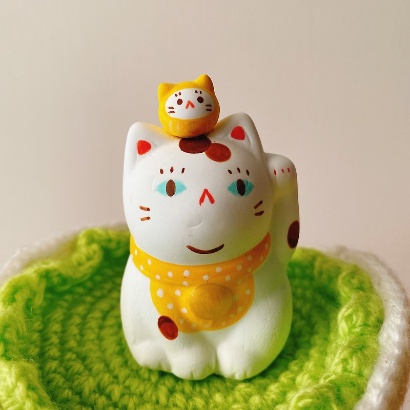 Fragrance Expansion Stone| Origin Series | Hand-painted Dharma Lucky Cat (Yellow) - Fragrances - Other Materials 