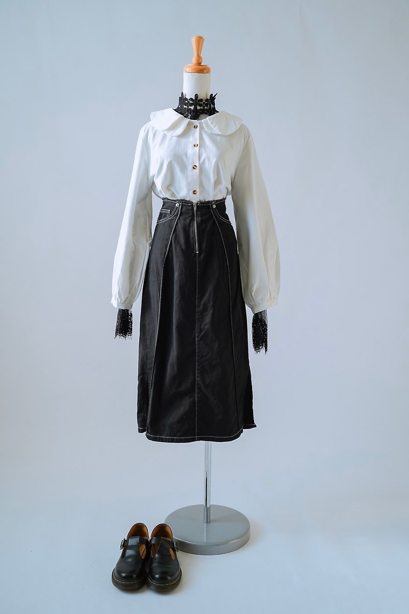 In addition to True Love 90's vintage denim skirt - Skirts - Cotton & Hemp Black