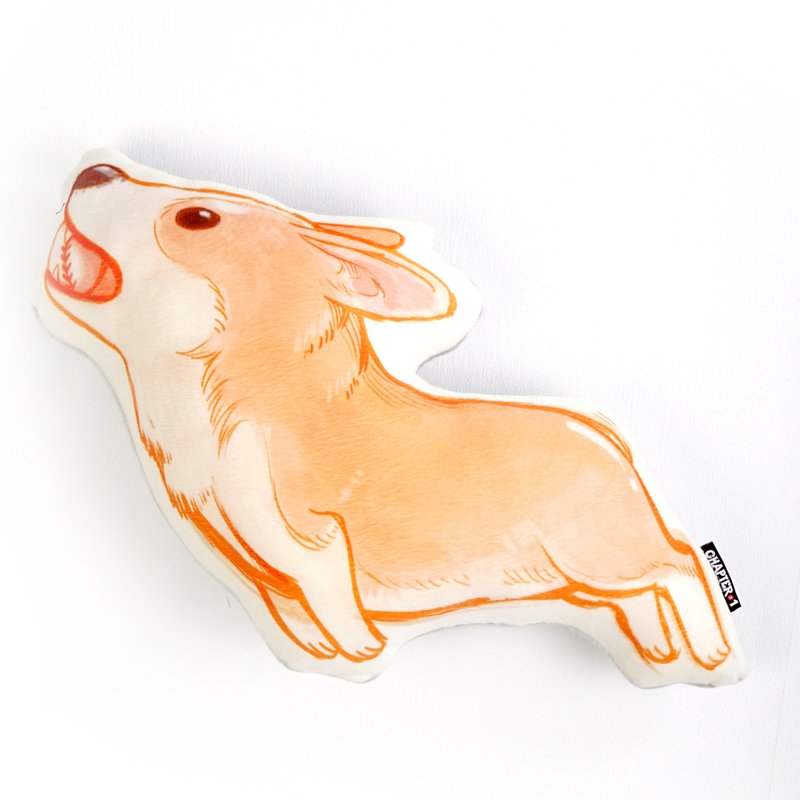 Corgi Jumping Backrest pillow New arrival Gift New Year - 枕頭/抱枕 - 聚酯纖維 灰色