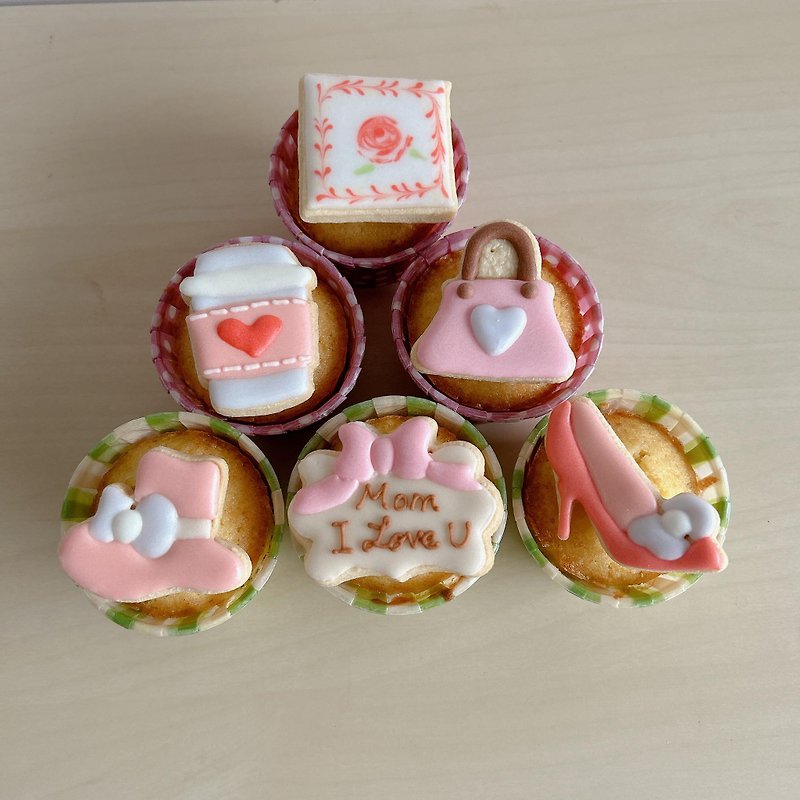 NIJI Cupcake Frosted Cookies Cup Cake Set for Beautiful Mom [Mother’s Day Gift Box] - เค้กและของหวาน - อาหารสด หลากหลายสี