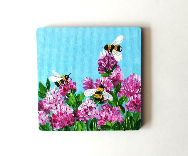 Magnetic Art Paintings 3x3 Inches Painting Magnets Decor Original  Hand-painted Art 