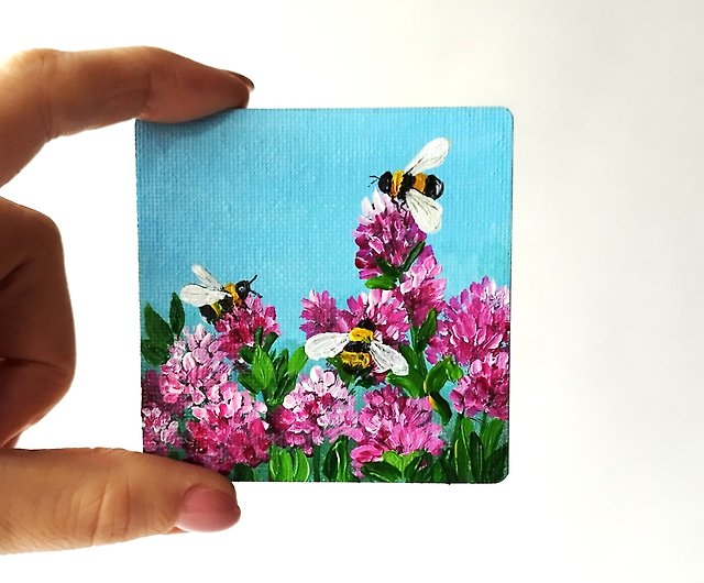 Magnetic Art Paintings 3x3 Inches Painting Magnets Decor Original  Hand-painted Art 