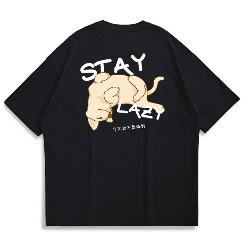 【CREEPS】Stay Lazy Mixed Breed 寬鬆重磅印花T恤 - 男 T 恤 - 棉．麻 多色