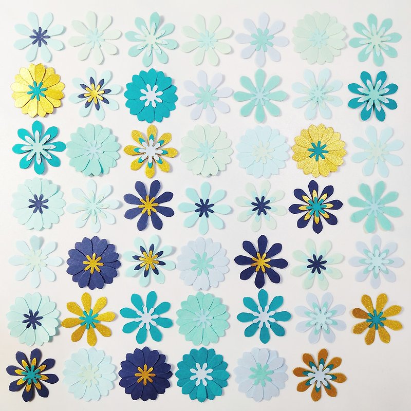 Flower flakes Collage material Paper craft Paper flower Album decoration Material Lilac craft Notebook - งานไม้/ไม้ไผ่/ตัดกระดาษ - กระดาษ สีน้ำเงิน