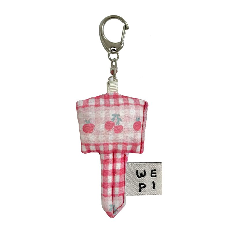 Flufy key - cherry / handmade mini keychain doll present charm miniature - 鑰匙圈/鑰匙包 - 其他材質 紅色