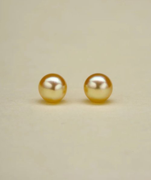Athena珍珠設計 小金豆 天然海水珍珠 akoya 羽黃金 耳釘