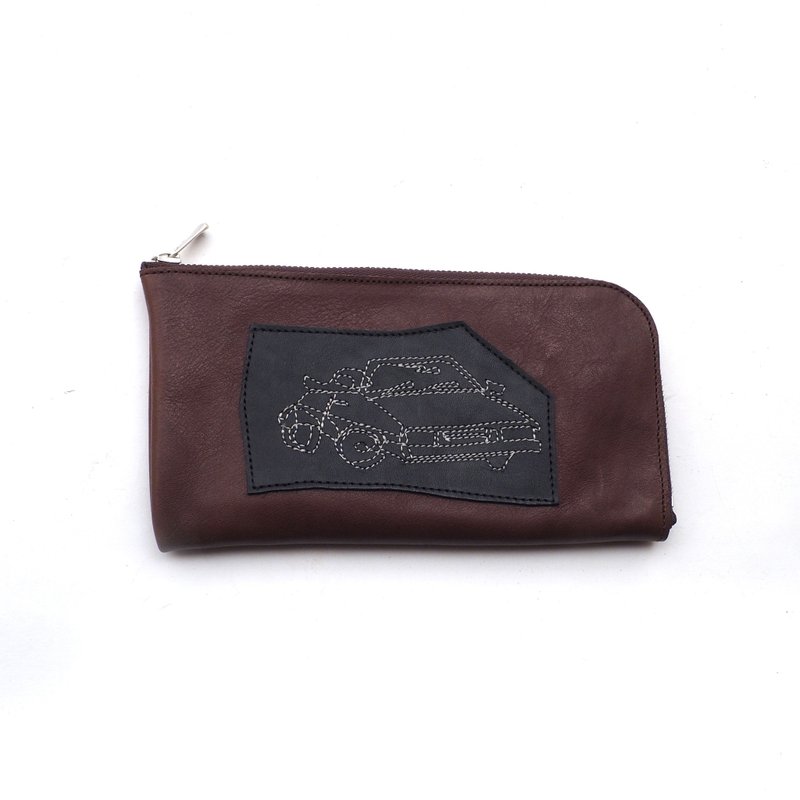 CowLeatherLongWallet car8 18×9/財布/brown/wl001car8 - 皮夾/長短夾/錢包 - 真皮 咖啡色