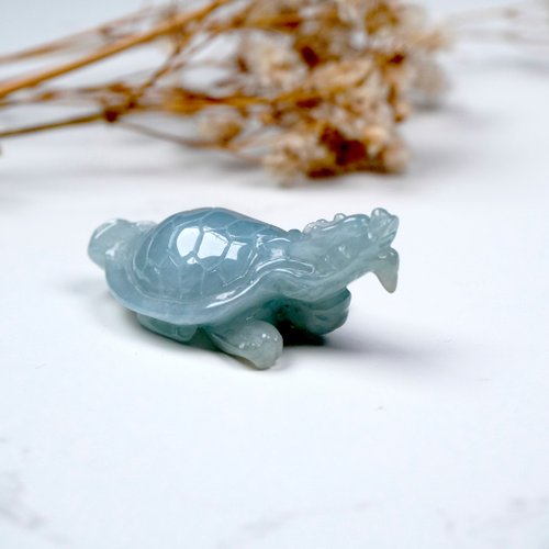 氷翡翠彫刻龍亀天然ビルマ翡翠ギフト | - ショップ Yingluoジェダイト