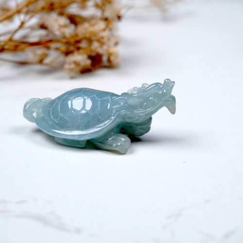 置物  天然翡翠龍亀彫刻/ 氷翡翠彫刻龍亀天然ビルマ翡翠ギフト | - ショップ Yingluoジェダイト