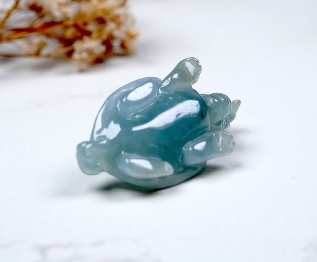 氷翡翠彫刻龍亀天然ビルマ翡翠ギフト | - ショップ Yingluoジェダイト