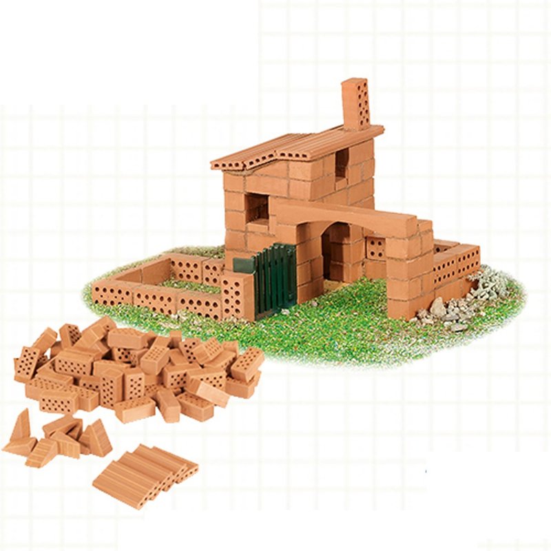 【德國teifoc】DIY益智磚塊建築玩具 庭院小平房 - TEI4010 - 零件/散裝材料/工具 - 其他材質 紅色