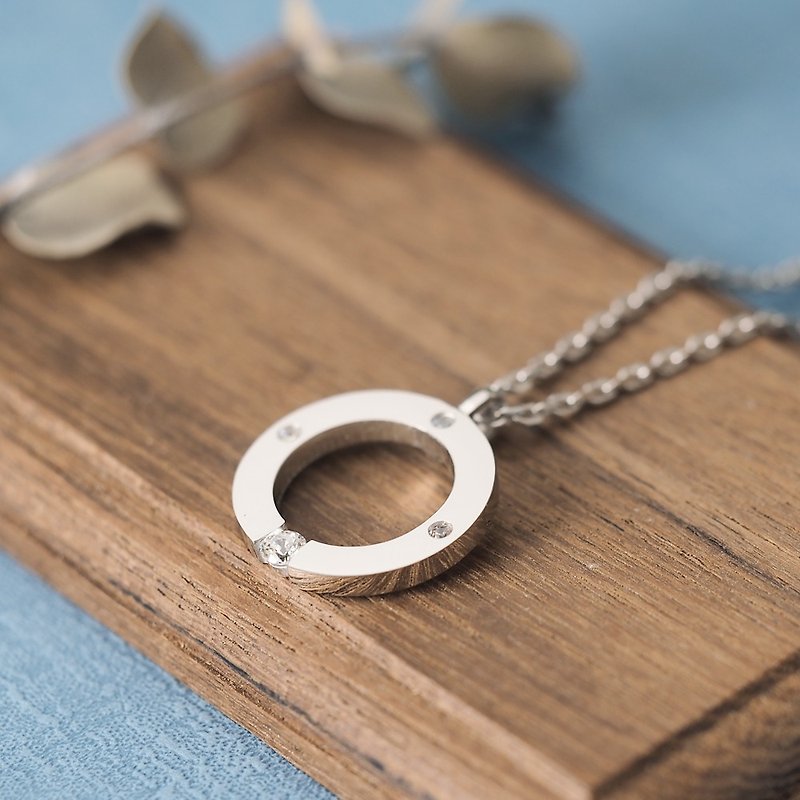 Round Men's Necklace Silver 925 - สร้อยคอ - โลหะ สีเงิน
