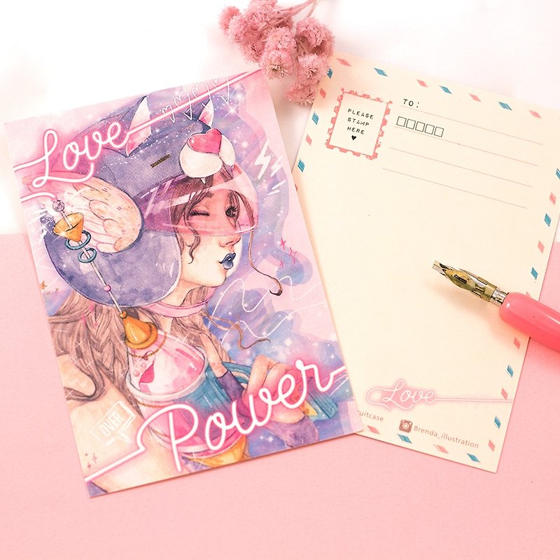 LOVE matter -Ms. Atomic  illustration postcard - Cards & Postcards - Paper Pink