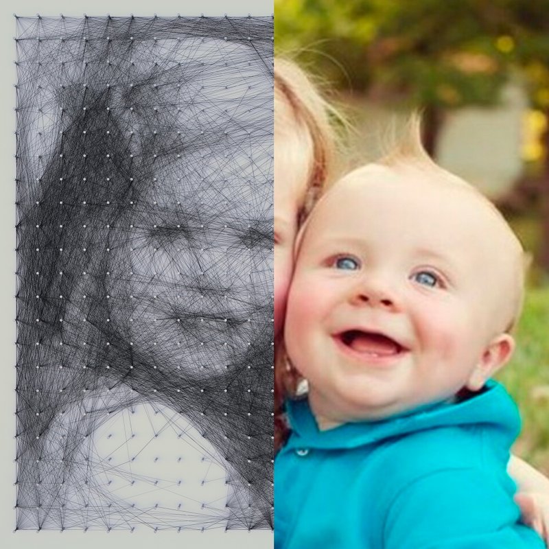 Personalized Portrait String Art Thread Wall Artwork for Kids Room, Home Decor - 壁貼/牆壁裝飾 - 繡線 黑色