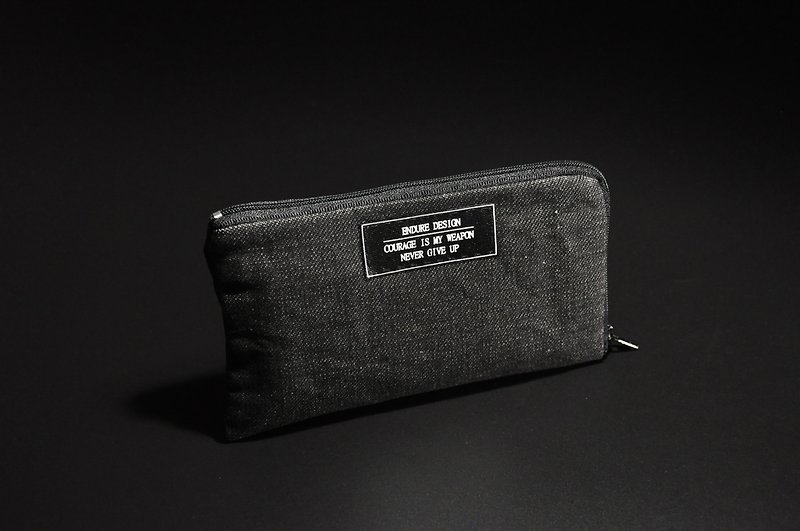 ENDURE / denim black phone bag / extended version - Other - Cotton & Hemp Black