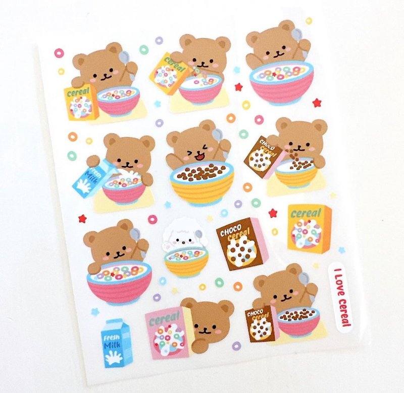 Doodle bear cereal sticker - สติกเกอร์ - กระดาษ หลากหลายสี