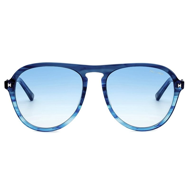 Sunglasses | Sunglasses | Retro blue striped aviator frame | Made in Taiwan | Plastic frame glasses - กรอบแว่นตา - วัสดุอื่นๆ สีน้ำเงิน