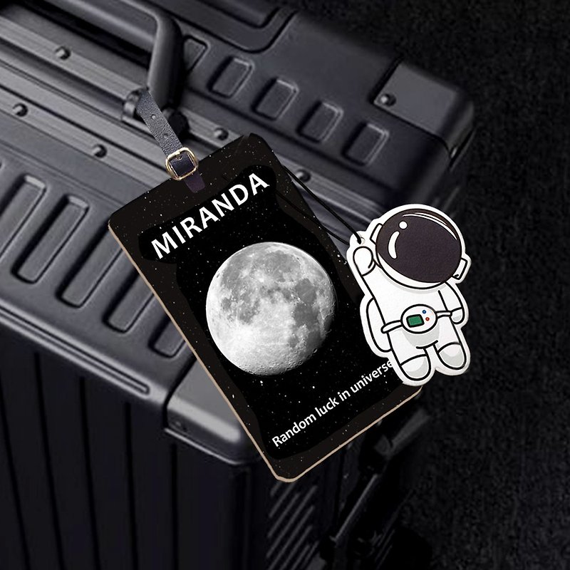 [Customized] Luggage tag/the moon of the day you were born/wood - Luggage Tags - Wood Black