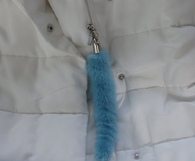 Pink mink tail keychain for keys or bags - Shop BROSHKI-KROSHKI