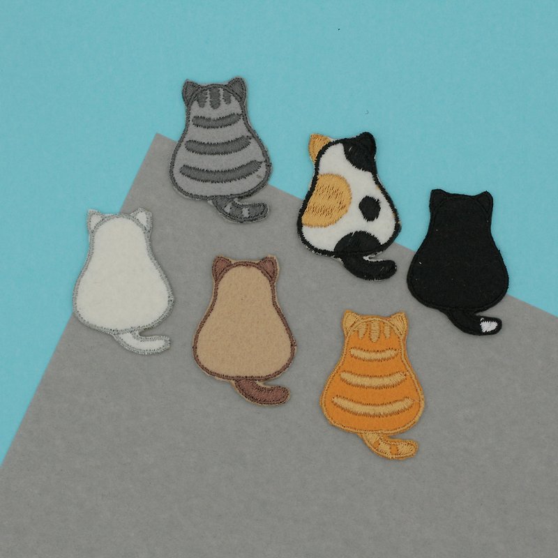 Set of 6 Mini Cat Patch (Black, White, Calico, Siamese, Grey, Orange Cat) - Knitting, Embroidery, Felted Wool & Sewing - Thread Multicolor
