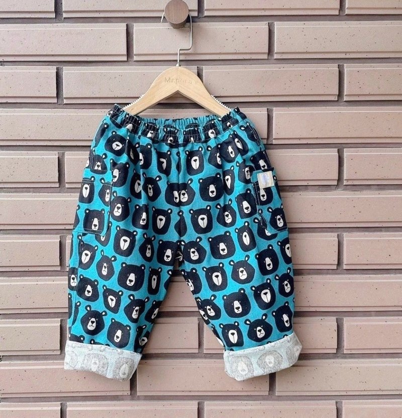 Kyoto Bear Blue-Farmer Pants - กางเกง - ผ้าฝ้าย/ผ้าลินิน หลากหลายสี