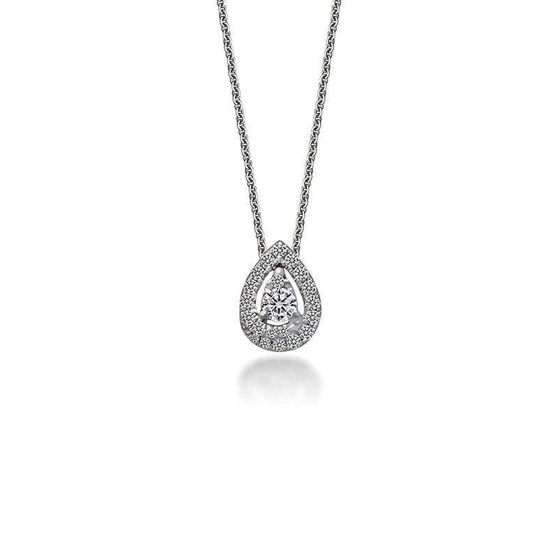 18Kドロップ型ダイヤモンドネックレス - ネックレス - 宝石 グレー