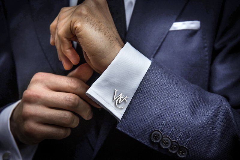 Groom Cufflinks, Initials Cufflinks personalized, Wedding Cufflinks silver 925 - Cuff Links - Sterling Silver Silver